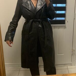 Long Danier Leather Trench Coat